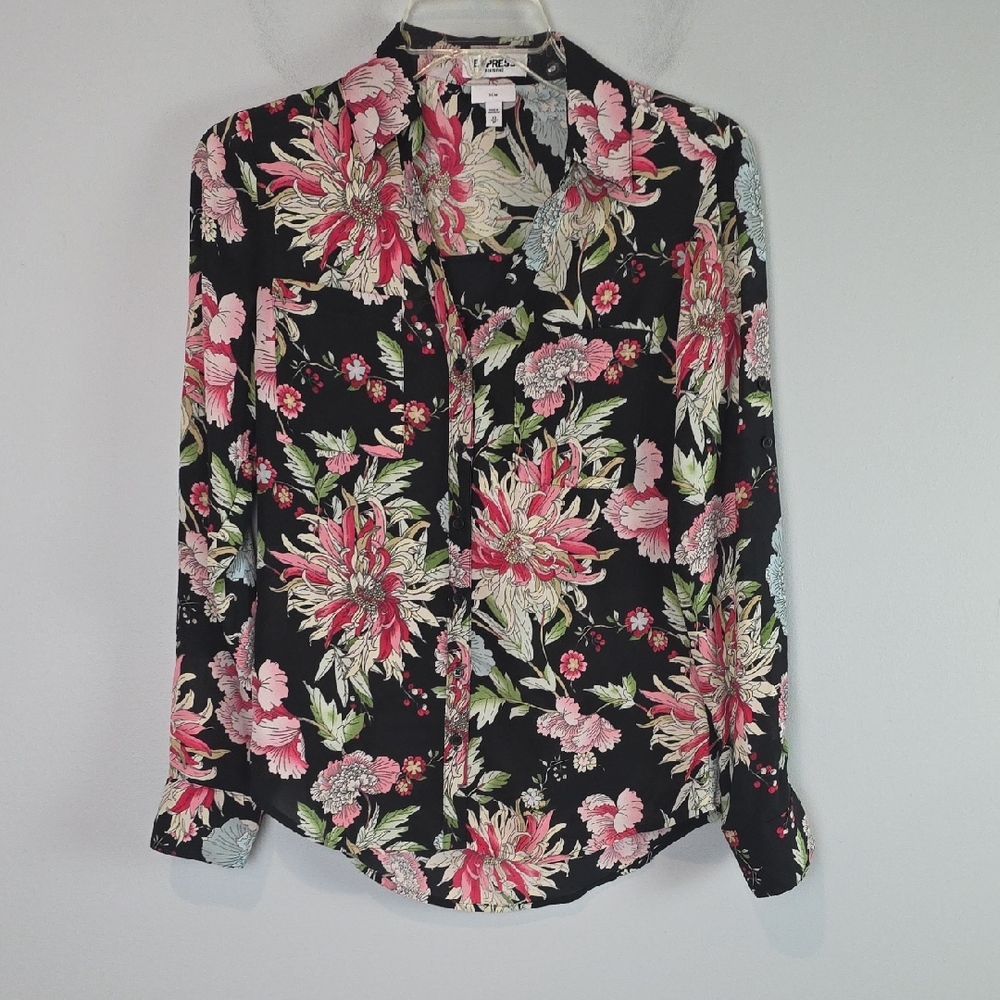 Express portofino slim Floral Black Women's Top xs